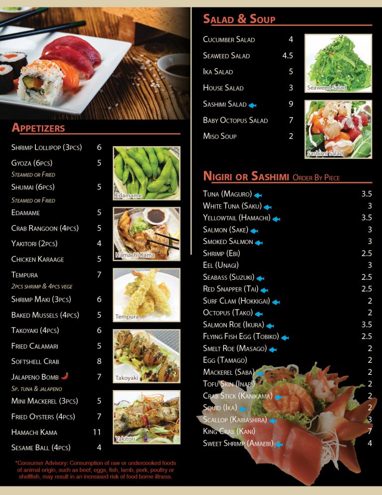 Menu Sushi Taku
